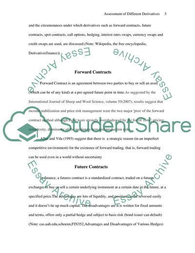 Assessing the Different Types of Derivatives