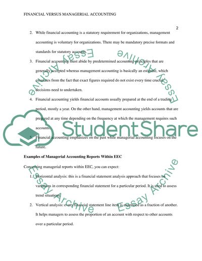 Financial Versus Managerial Accounting