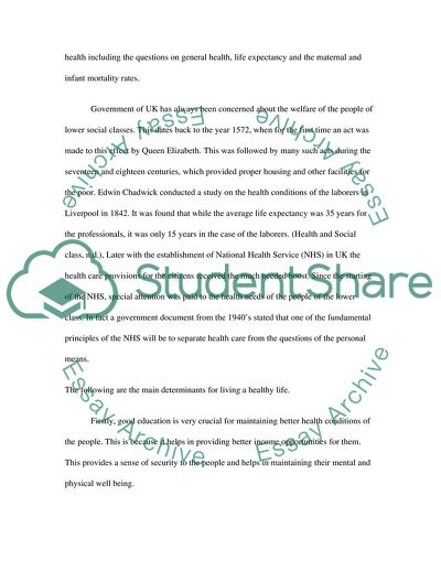 The Relationship between Social Class and Health