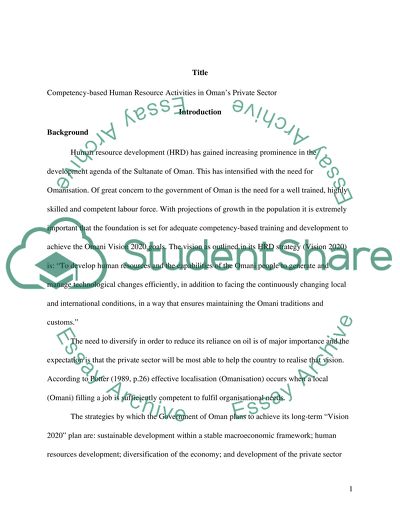 The HR Activities in Omans Private Sector