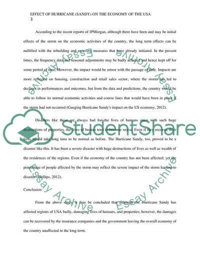 How The Hurricane (Sandy) Affected The Economy Of The USA