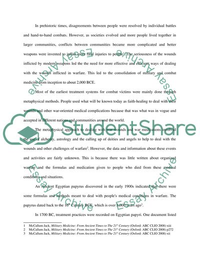 Combat Medicine Ancient Times to the present