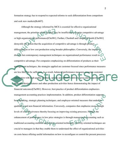 Management Control Systems and Decision-Making Strategy