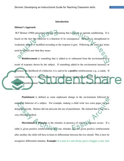 An Instructional Guide using Operant Conditioning