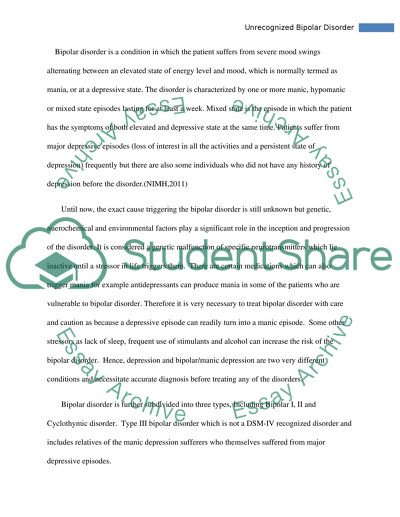 Bipolar Disorder and its misdiagnosis