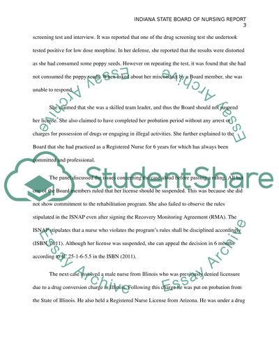 Indiana State Board of Nursing Report