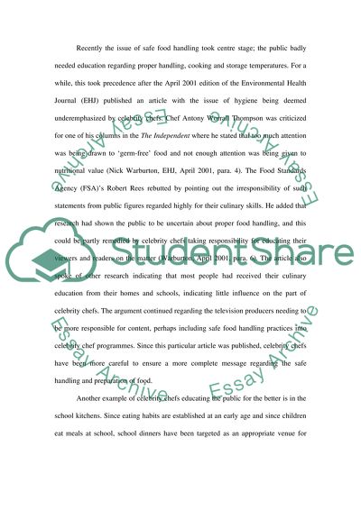 Celebrity Chefs and Hospitality Industry