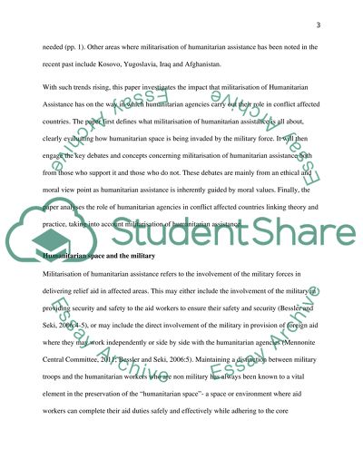 Impact of Militarisation of Humanitarian Assistance on Humanitarian Agencies