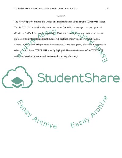The Transport Layer of the Hybrid TCP OSI Model
