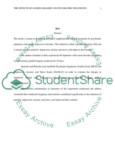 The Effects of Guided Imagery on Comfort