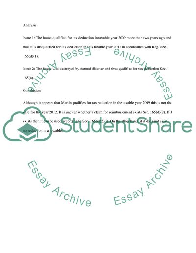 A Tax Reduction for a House