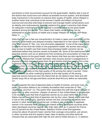 The Health of Women in Japan