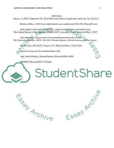 Article Summary and Reaction Paper