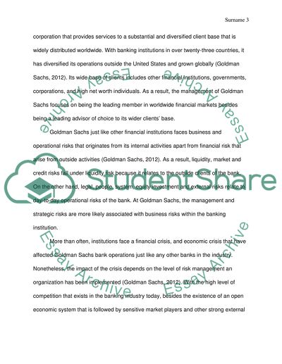 Financial Innovation & Risk Management of Goldman Sachs