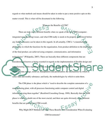 Investments in Computer Integrated Manufacturing Technology