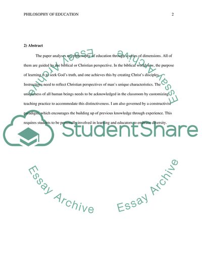 Integrating Christian Faith in Education Philosophy