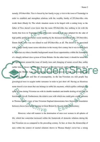 Analysis of Tess of the DUrbervilles by Thomas Hardy