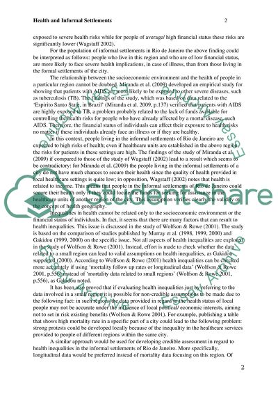 Health and Informal Settlements in Brazil: the case of Rio de Janeiro