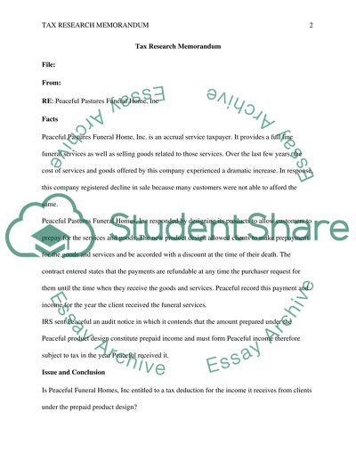 Federal Tax Memorandum