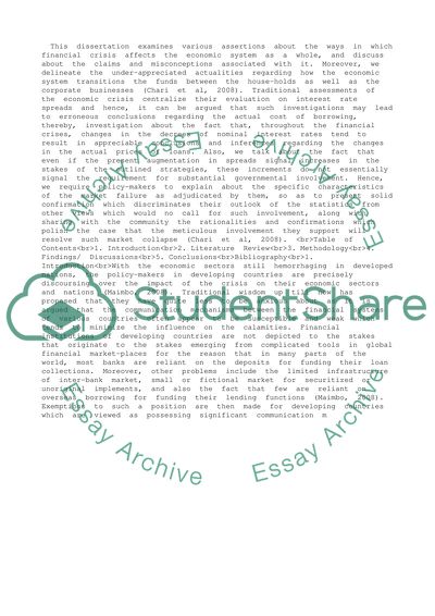 Economic Crisis and Consumer Financing