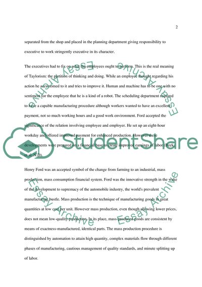 The Organization of the Labor Process in Fordism and Post Fordism