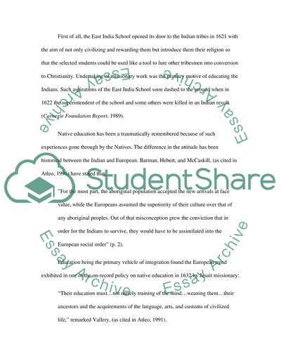 History of Native Education in the British North American Colonies