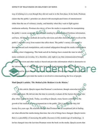 Effect of Television on Delivery of News