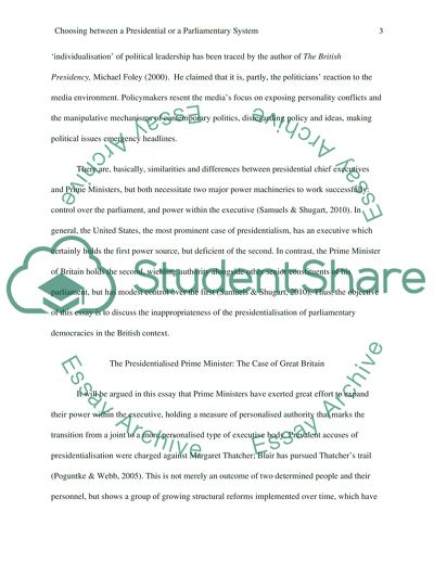 Choosing between a Presidential or a Parliamentary System