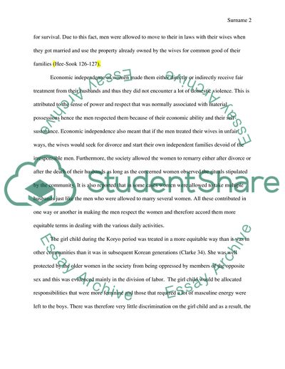 Womens Life in the Late Koryo and Early Choson in Korea