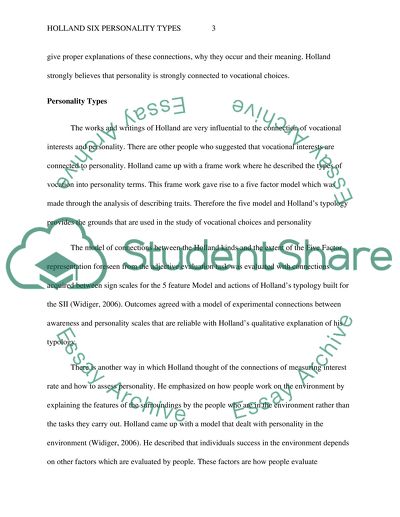 Hollands Six Personality Types