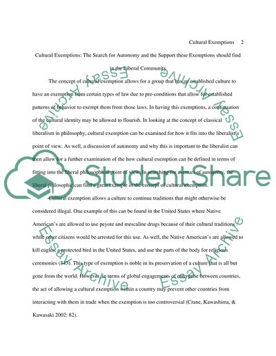 Cultural Encounters and Cultural Exemptions