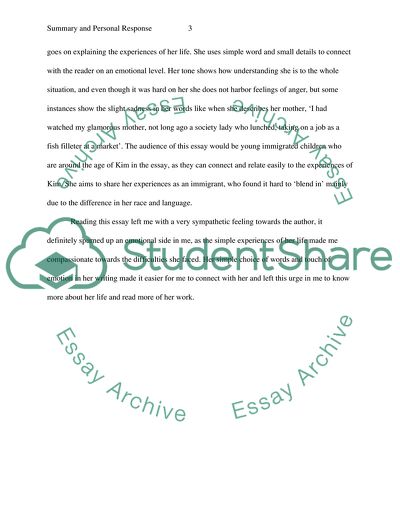 Assignment 1: Summary and Personal Response