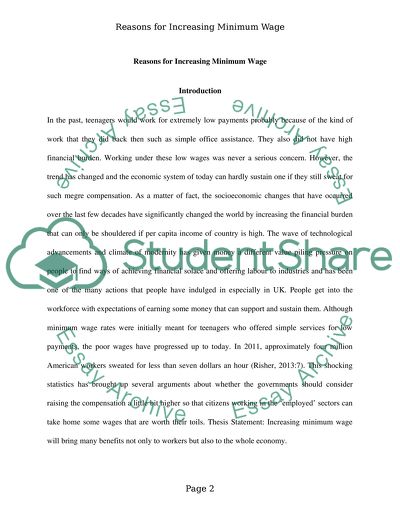 Reasons for Increasing Minimum Wage