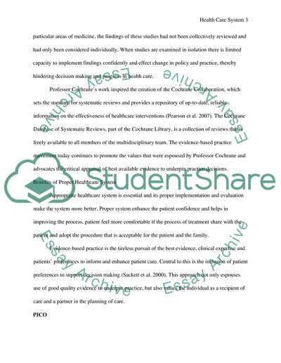 Health Care System, the Integration of the Best Available Evidence into the Practice