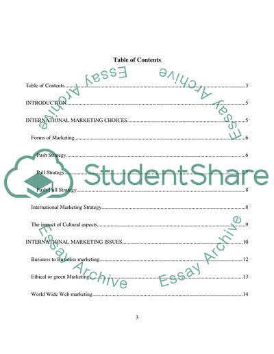 International Marketing Choises