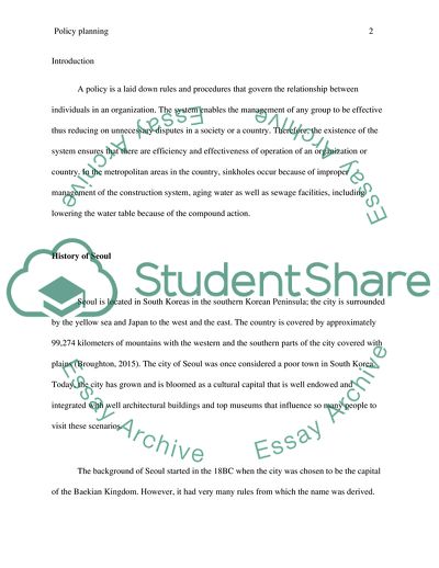 Urban Policy Planning in Seoul