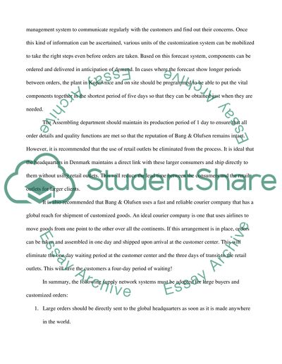 Consultancy advice for the supplynetwork and process