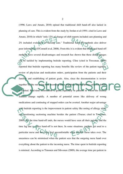 Evidence-Based Information about the Benefits of Bedside Handoff