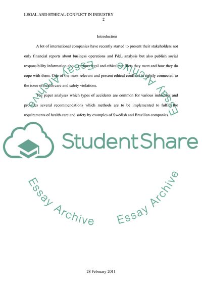 Area of Legal or Ethical Conflict