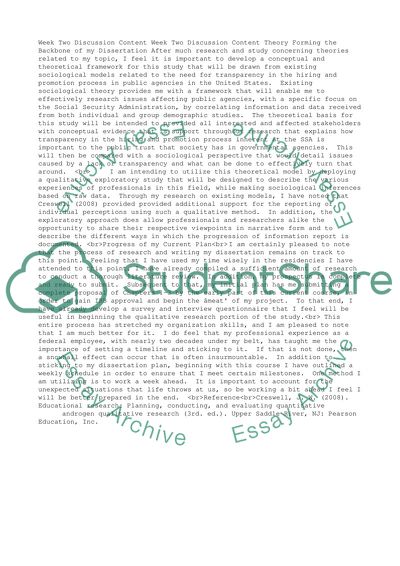 Theory Forming the Backbone of the Dissertation