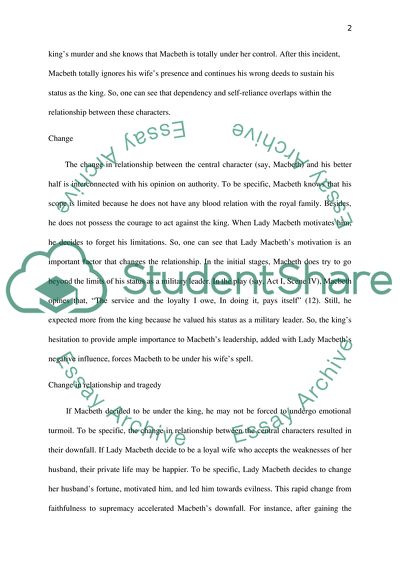 Shakespeares Macbeth - Change in Relationship and Tragedy