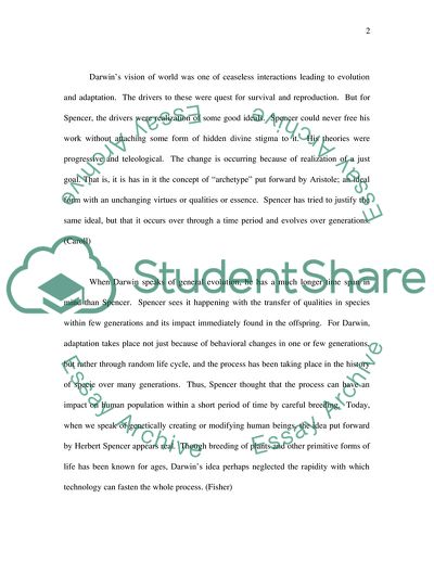 Comparing the Theories of Darwin and Spencer