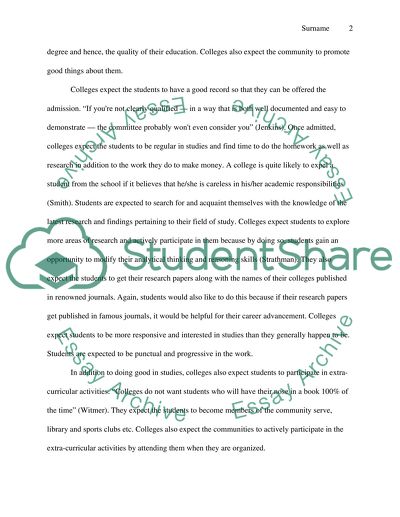 What do Colleges Expect of the Students and Community