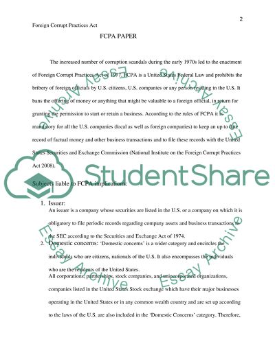 Foreign Corrupt Practices Act