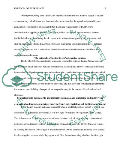 The Rationale of the Supreme Courts Decision in Citizen United