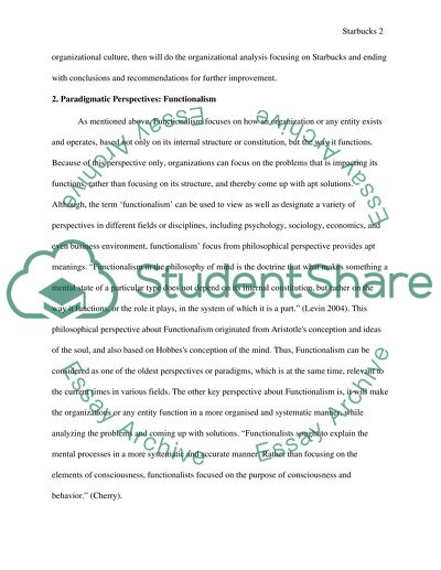 Corporate Culture in Starbucks through the paradigm of Functionalist