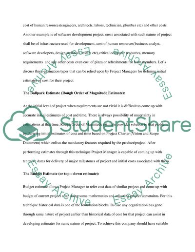 Estimating Project Costs