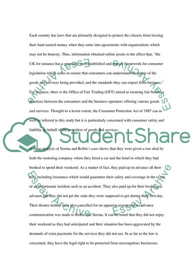 Consumer Law - Seema and Robin Case