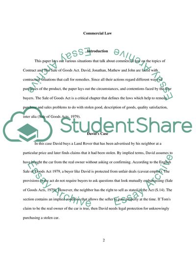 Commercial Law - Circumstances and Contentions Faced by the Buyers
