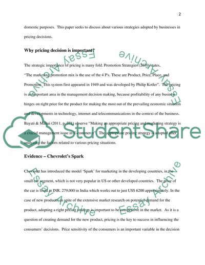 The Pricing Decision